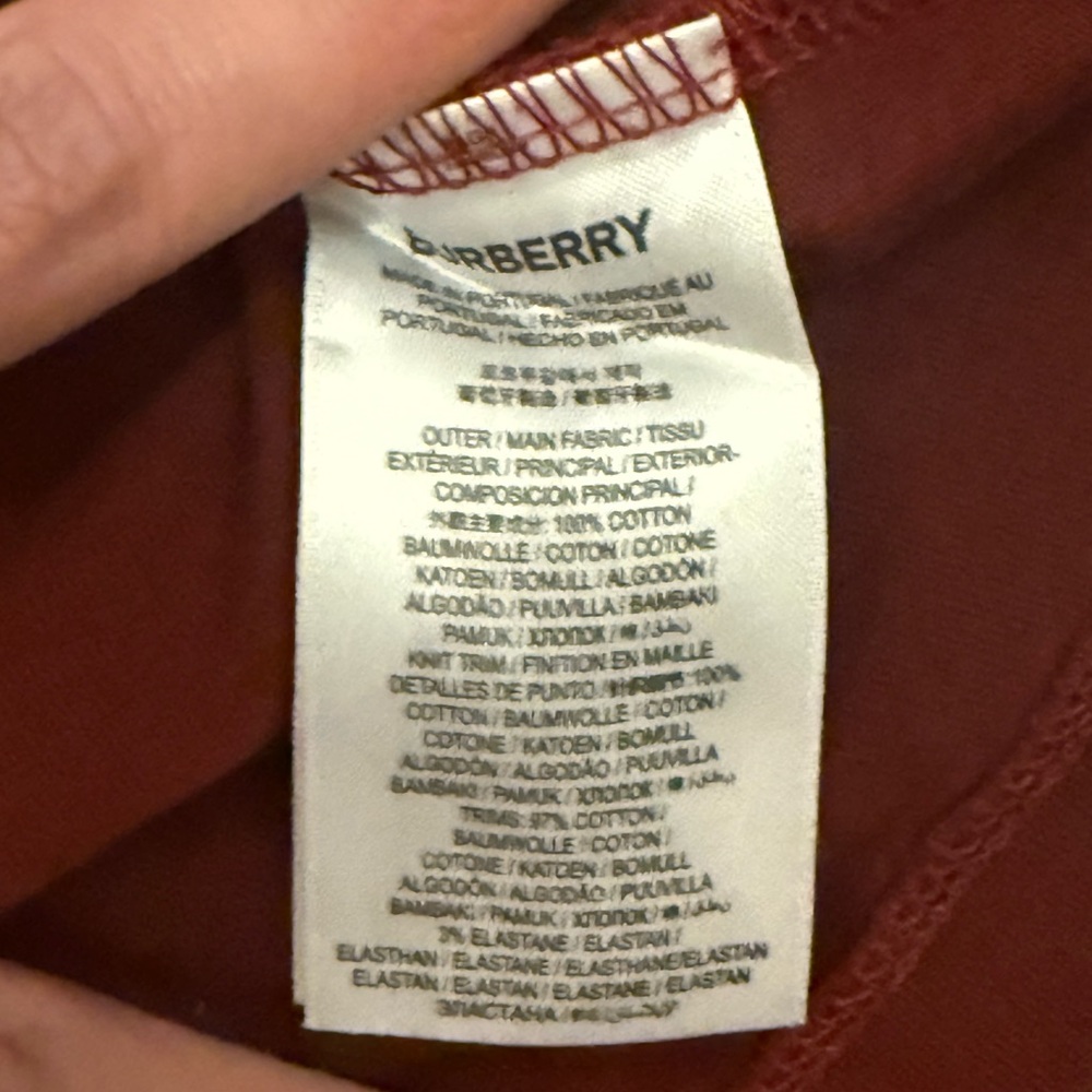 BURBERRY MENS PARKER LOGO T-SHIRT, SIZE LARGE, MERLOT RED - Picture 6 of 8